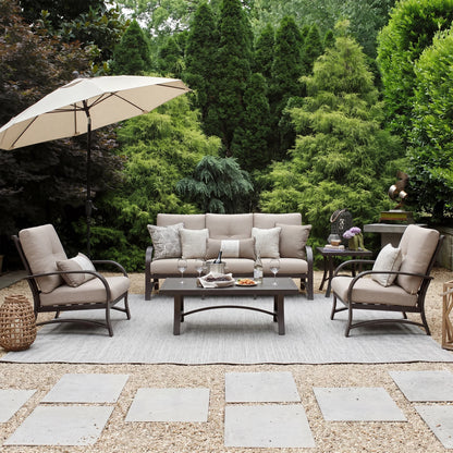 Chamber 5 Pieces Aluminum Patio Fixed Chair Sets with Sunbrella® Cushions