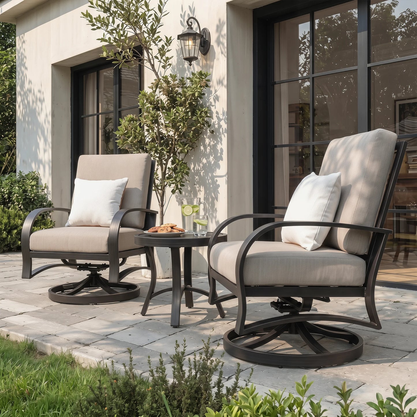 Chamber Aluminum Outdoor Bistro Sets with Swivel Chair
