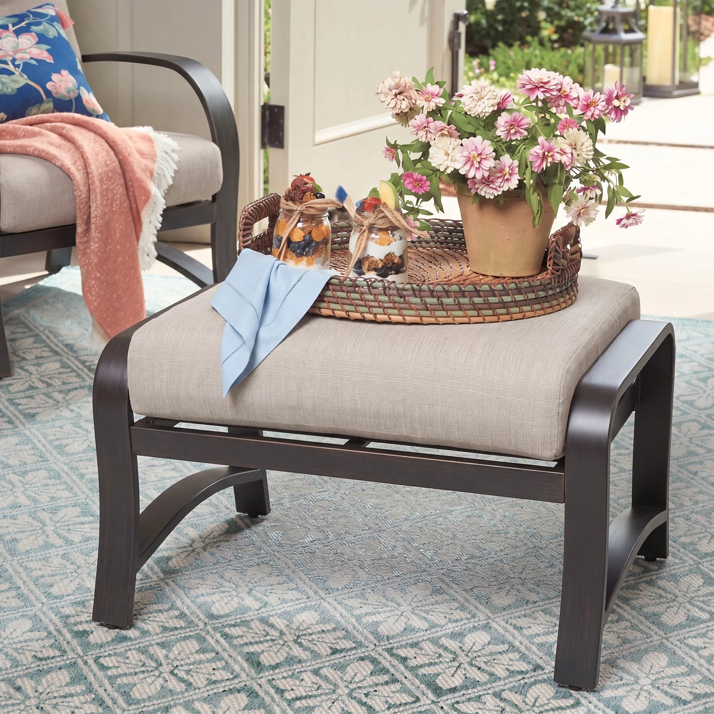 Chamber Aluminum Outdoor Ottoman
