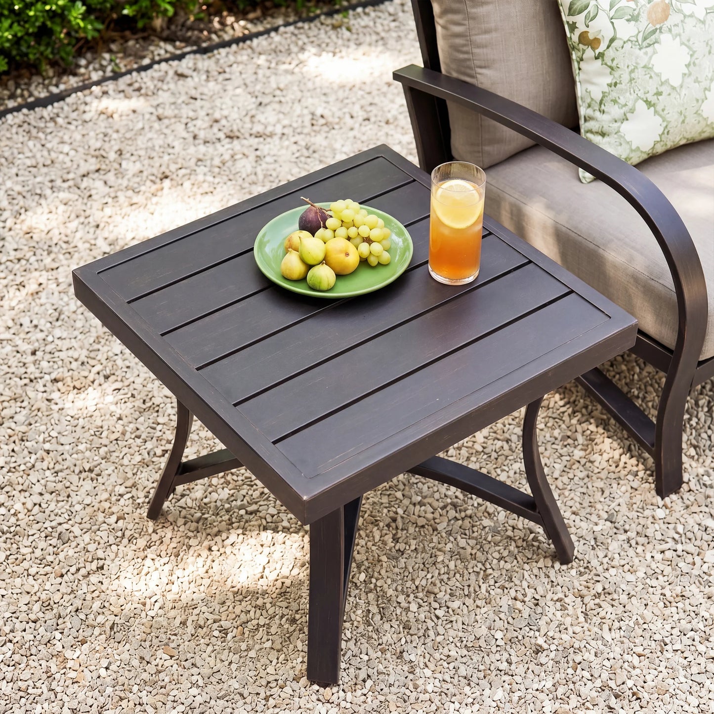 Chamber Outdoor Side Table With Bronze Color
