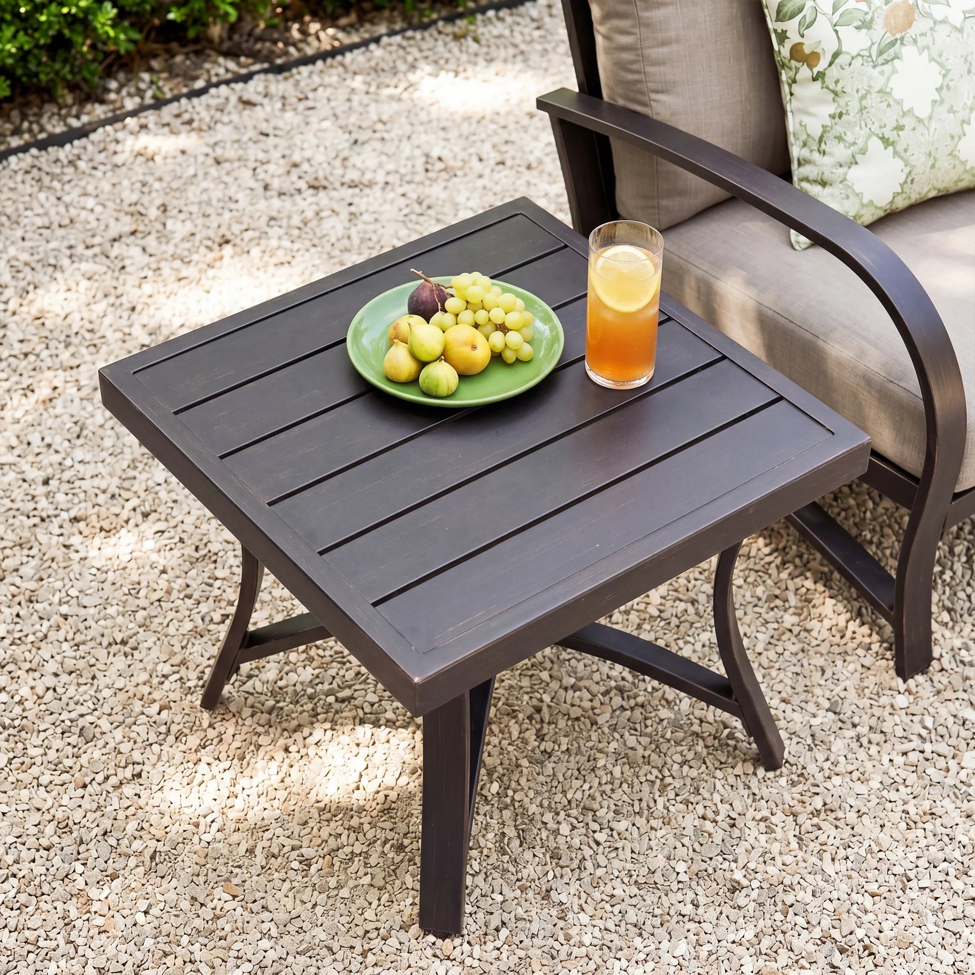 Chamber Outdoor Side Table With Bronze Color