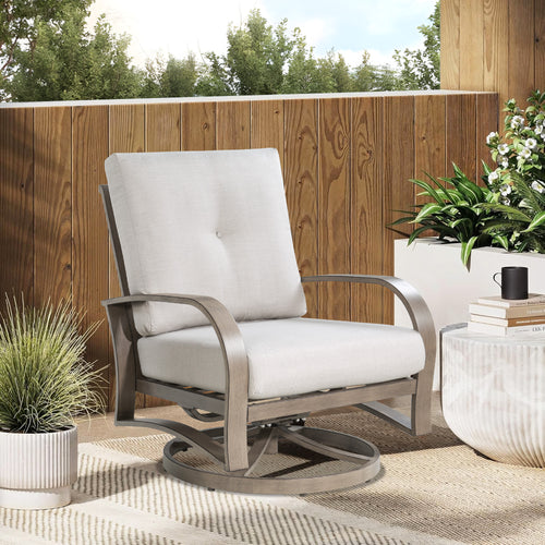 Chamber Patio Aluminum Swivel Club Chair with Sunbrella® Cushions