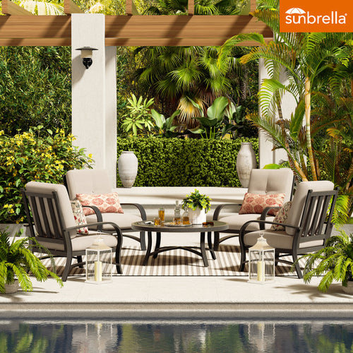 Patio 4-Seat Conversation Sets With Club Chair