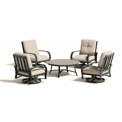 Chamber Patio 4-Seat Conversation Sets With Swivel Chair