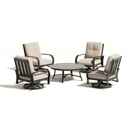 Chamber Patio 4-Seat Conversation Sets With Swivel Chair