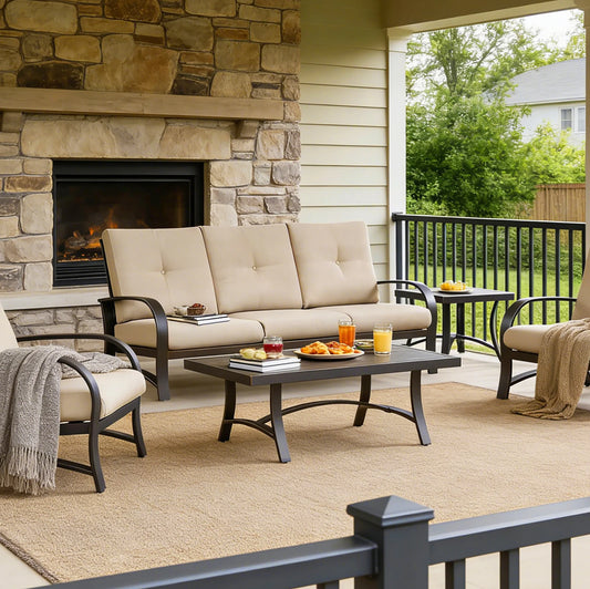 Chamber Patio Aluminum Coffee Table with Half Arc Bottom