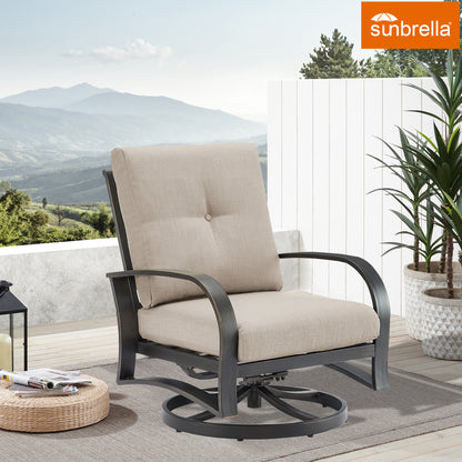 OPEN BOX I Chamber Patio Aluminum Swivel Club Chair with Sunbrella® Cushions