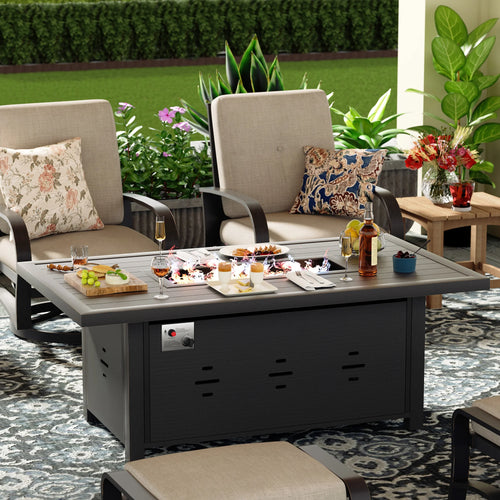 Chamber 4 Seat Patio Conversation Sets With Sunbrella® Cushions And Fire Pit Table