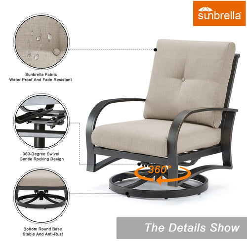 Chamber 5 Seat Patio Conversation Sofa Sets With Sunbrella® Cushions and Side Table