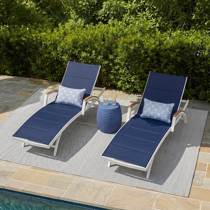 Chambray Patio Chaise Lounge Set of 2 With USA Phifertex® Textilene