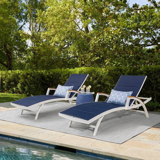 Chambray Patio Chaise Lounge Set of 2 With USA Phifertex® Textilene