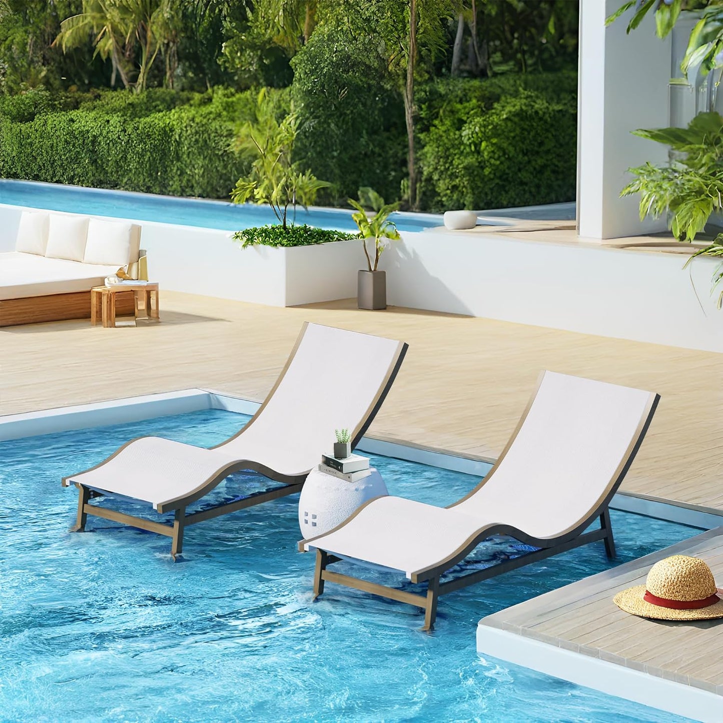 Coro Patio Chaise Lounge Chair Set of 2, Patio Sun Lounger