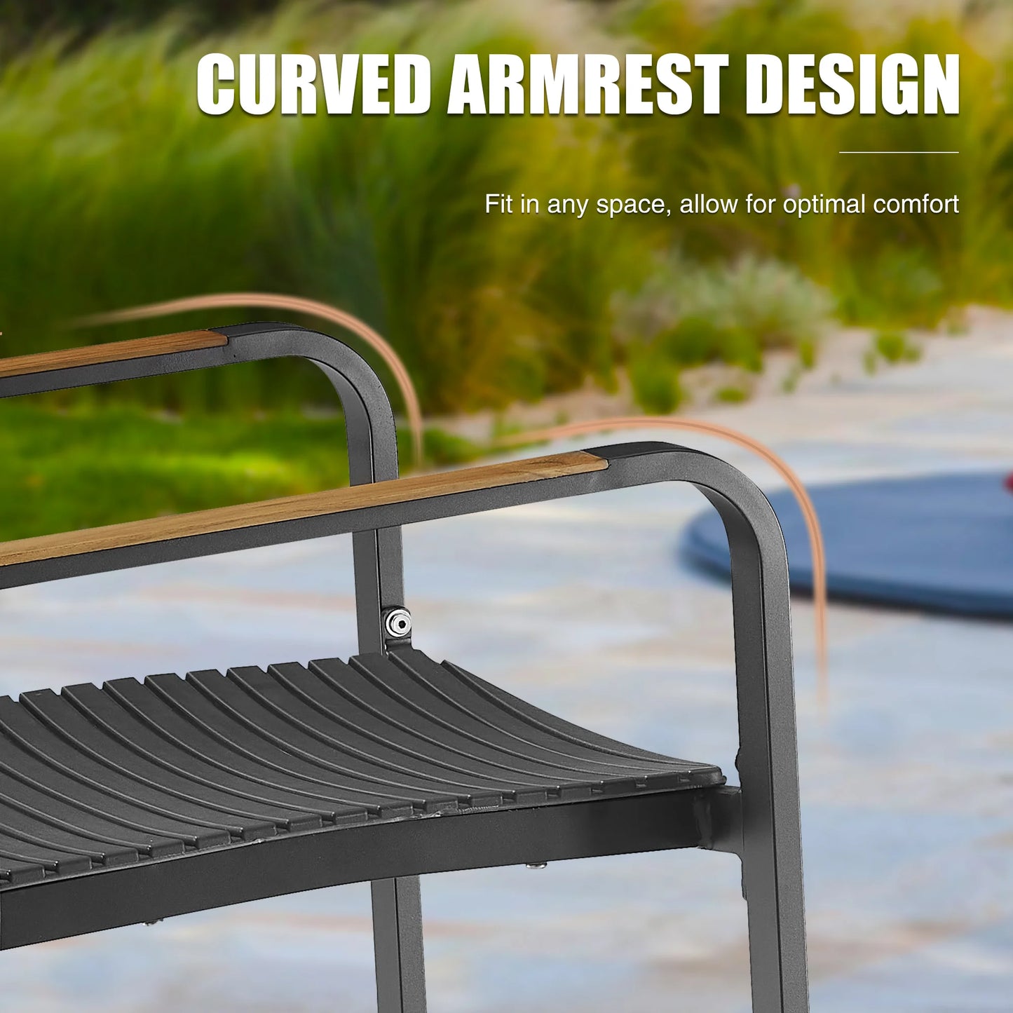 Nuova Aluminum/Teak Outdoor Dining Set With Stackable Chair