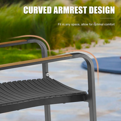 Nuova Aluminum/Teak Outdoor Dining Set With Stackable Chair