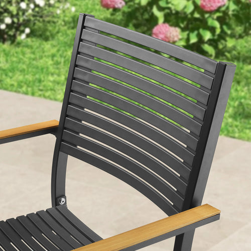 PEAKHOME Eloe Outdoor Patio Aluminum Dining Chair Set of 2