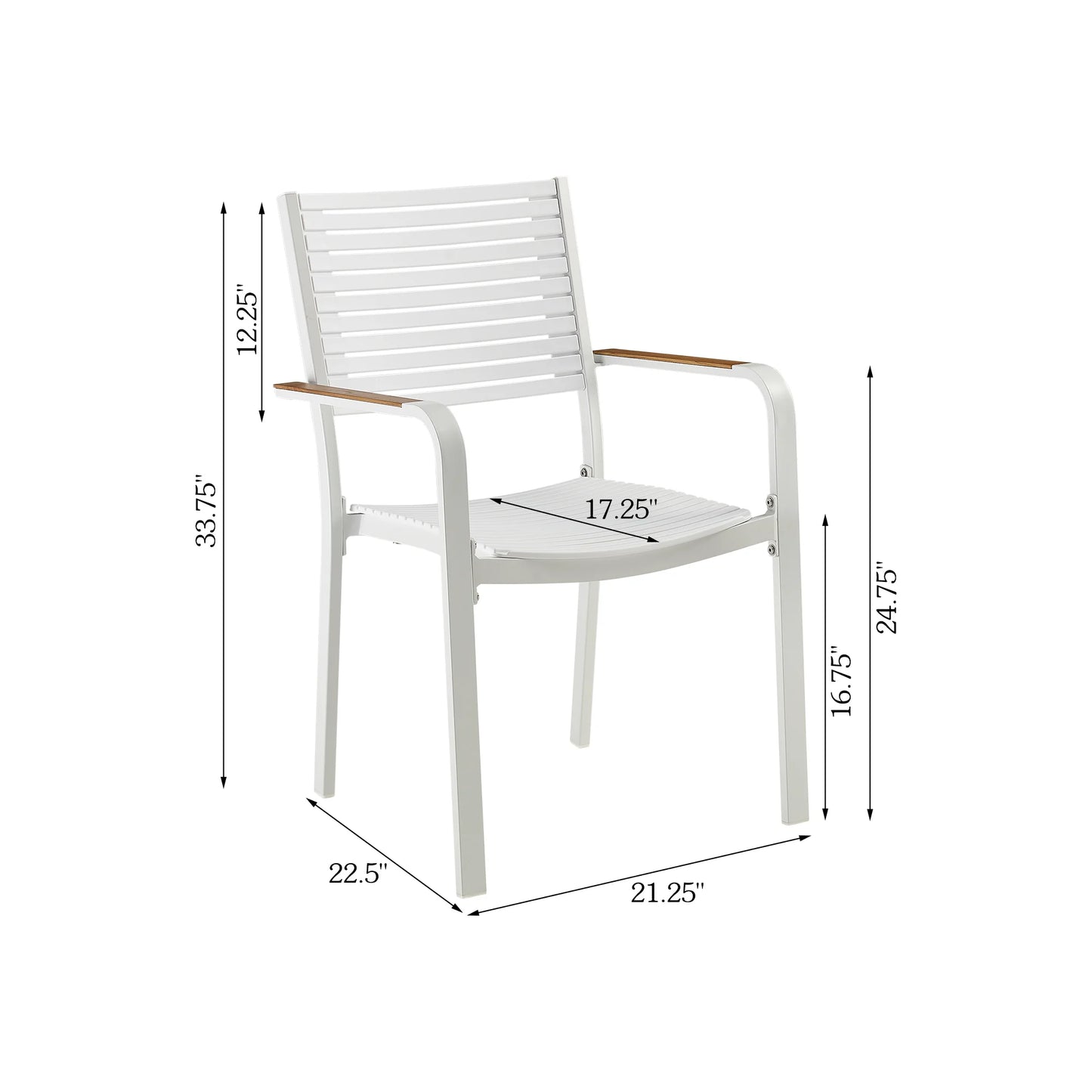 PEAKHOME Nuova Outdoor Dining Set With 60" Round Teak Table and Stackable Chairs