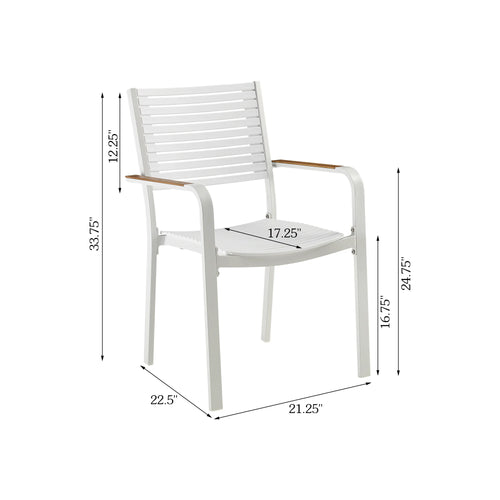 PEAKHOME Nuova Outdoor Dining Set With 60" Round Teak Table and Stackable Chairs