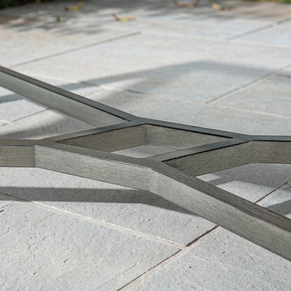 Close-up of interlocking stone pavers on a patio