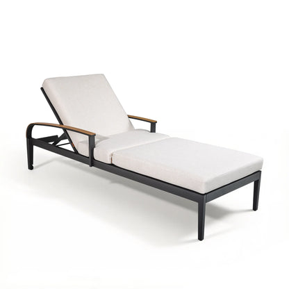 White lounge chair with black frame on a white background