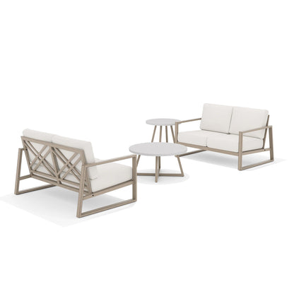 Outdoor furniture set with a chair, sofa, and table 