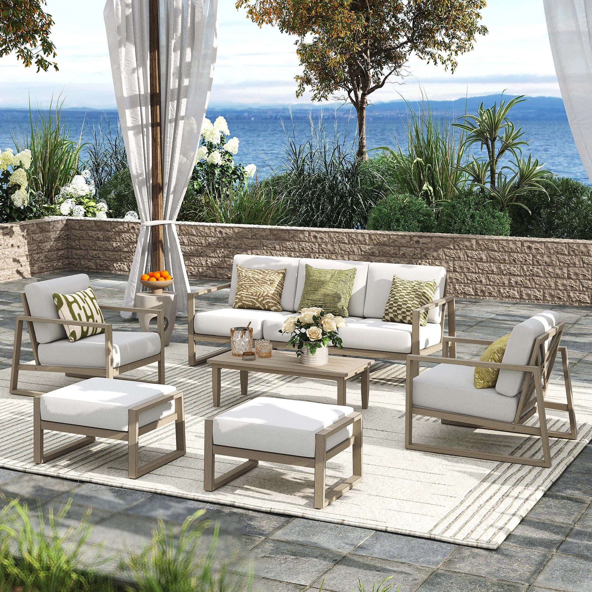 Hamarto 6 Pieces Patio Sofa Set With Ottoman