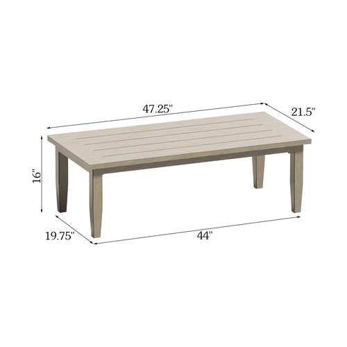 PEAKHOME Harmonti Patio Aluminum Rectangular Coffee Table