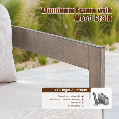 PEAKHOME Harmonti Patio 3-Piece Aluminum Club Conversation Set With Side Table