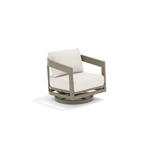 Modern swivel chair with white cushions 