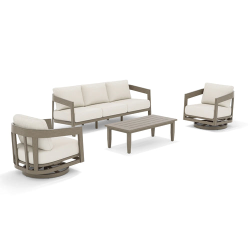 Outdoor furniture set with sofa, chairs, and table 