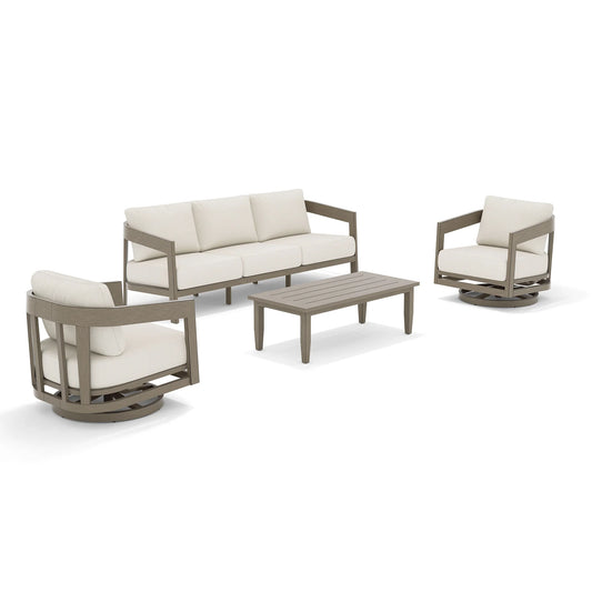 Outdoor furniture set with sofa, chairs, and table 