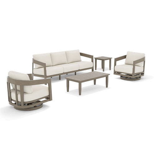 Outdoor furniture set with sofa, chairs, and table 