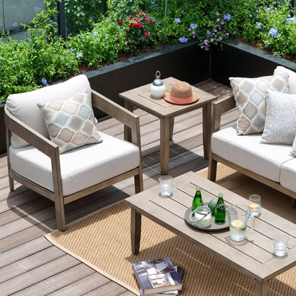 PEAKHOME Harmonti Patio 3-Piece Aluminum Club Conversation Set With Side Table