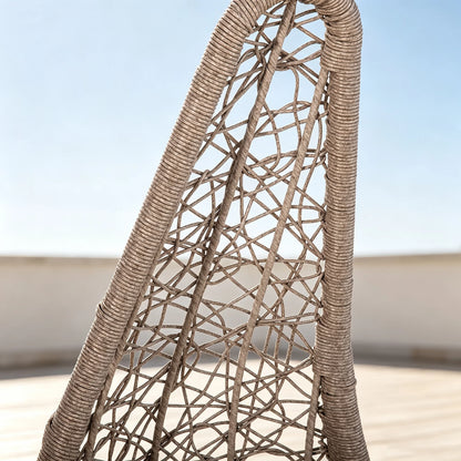Close-up detail of the durable weather-resistant PE rattan weave texture on Peak Home Furnishings outdoor hanging egg chair.