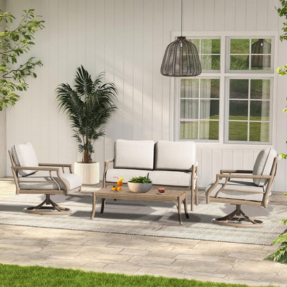 Lamando 4 Piece Aluminum Patio Furniture Sets with Olefin Cushions for 4 Person