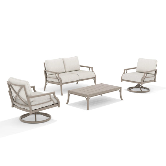 Outdoor furniture set with chairs, a sofa, and a coffee table
