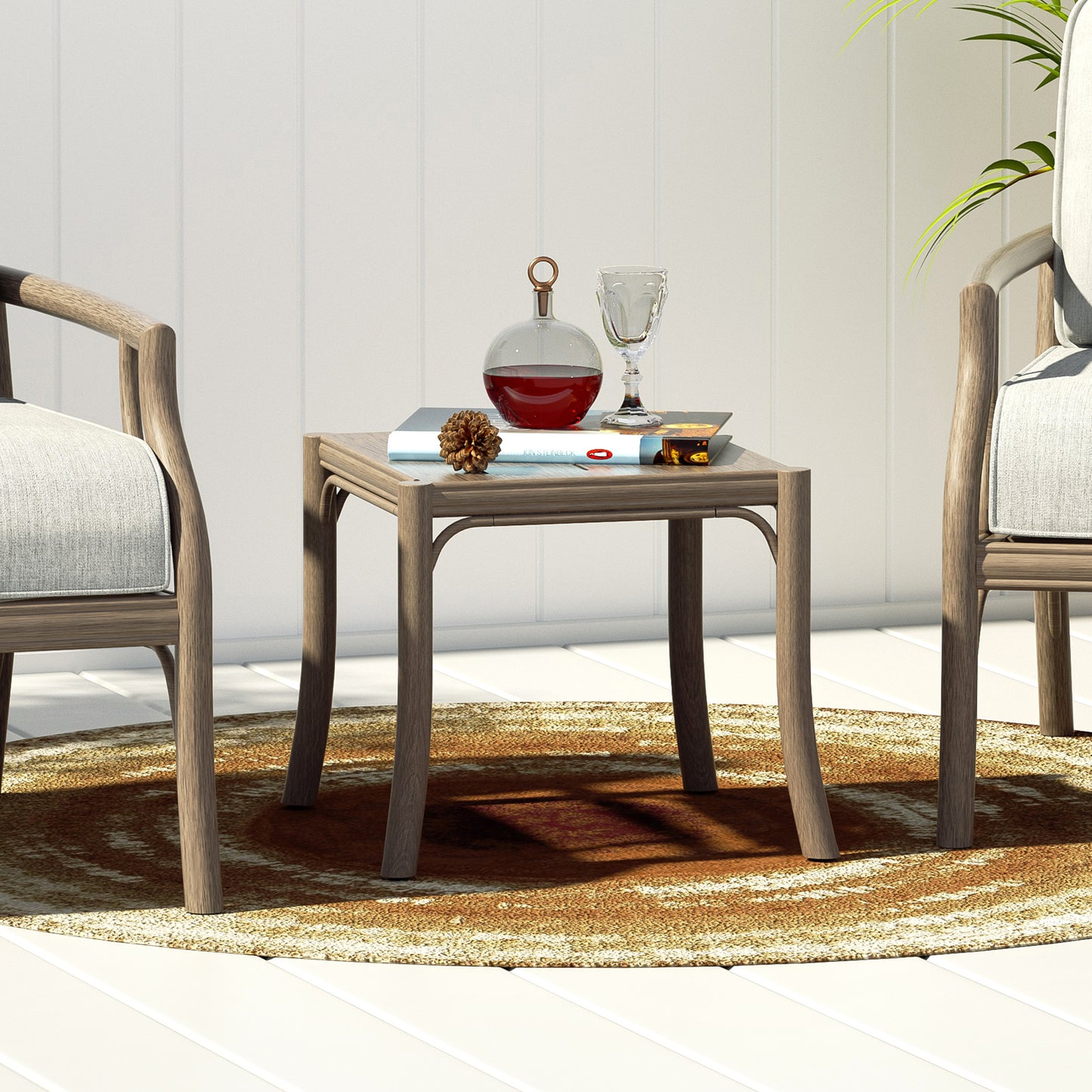 Lamando Patio Square 19.5"L X 19.5" W Aluminum Side Table