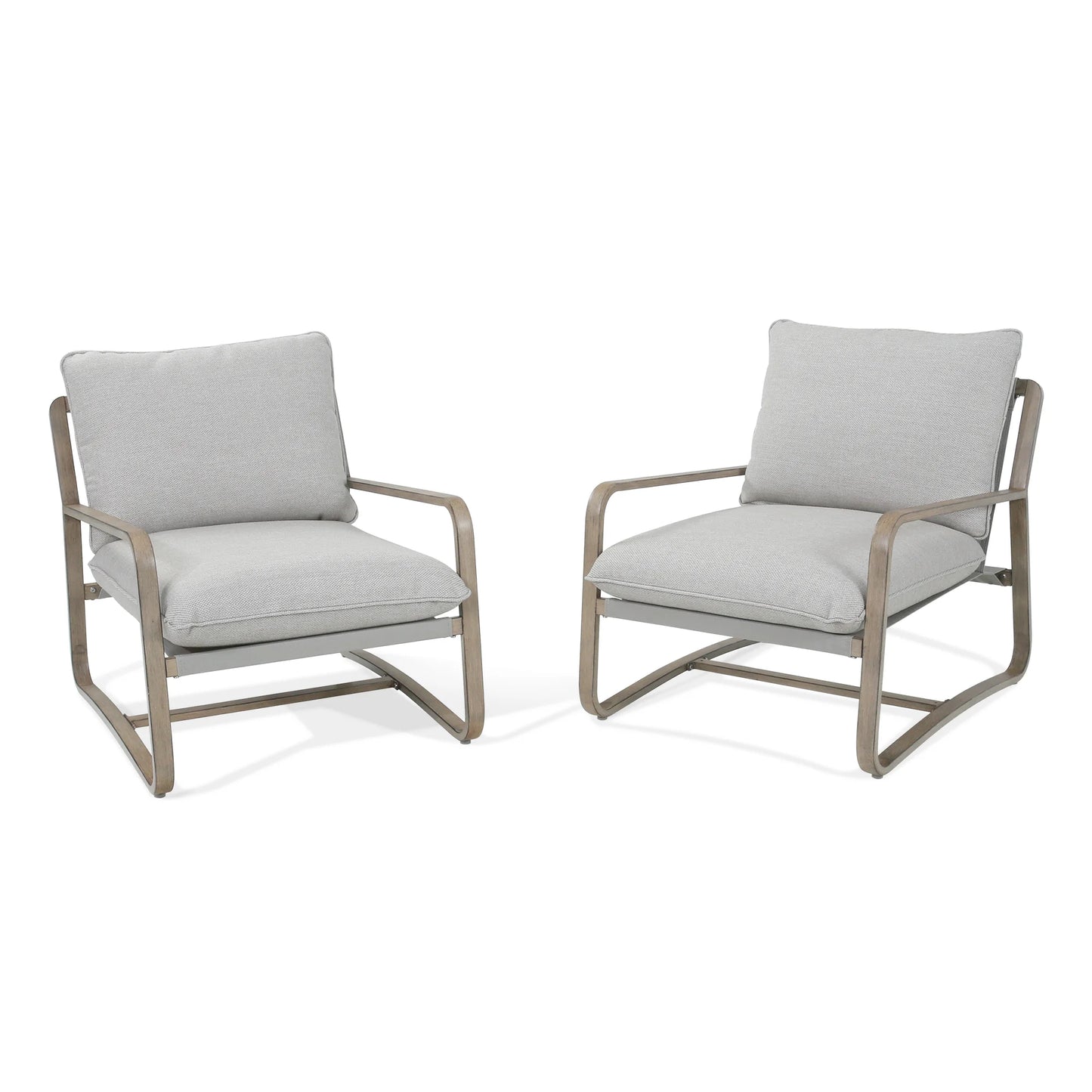 PEAKHOME Lusso Patio Aluminum Club Chair (Set of 2)