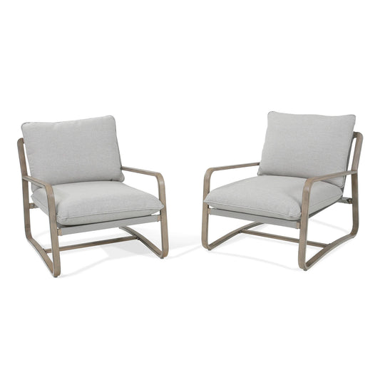 PEAKHOME Lusso Patio Aluminum Club Chair (Set of 2)
