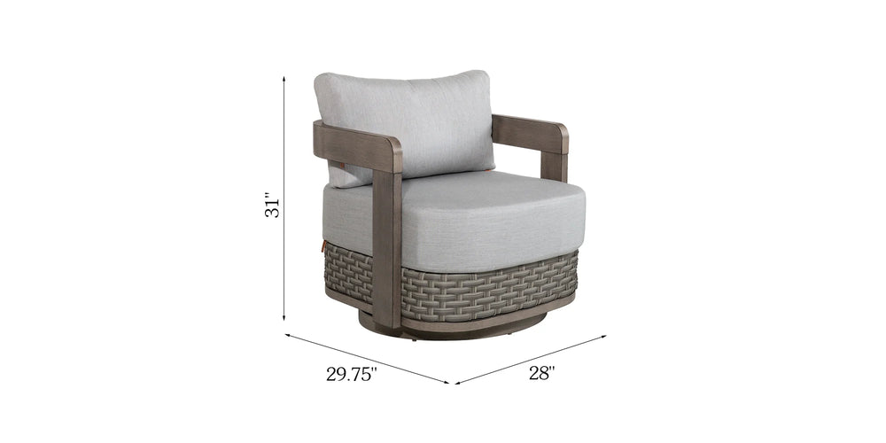 Product dimensions diagram of the Amanarola club chair showing 31-inch height, 29.75-inch depth, and 28-inch width.