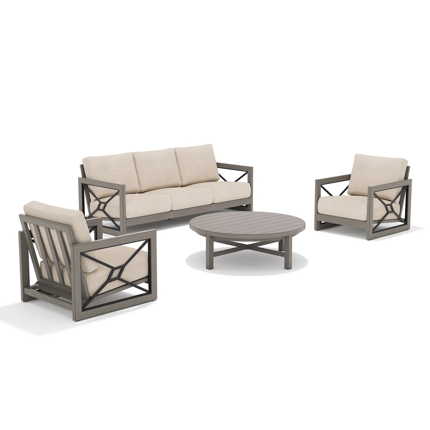 Marindo 4 Pieces Patio Conversation Sets With Round Coffee Table