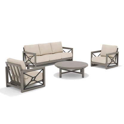 Marindo 4 Pieces Patio Conversation Sets With Round Coffee Table