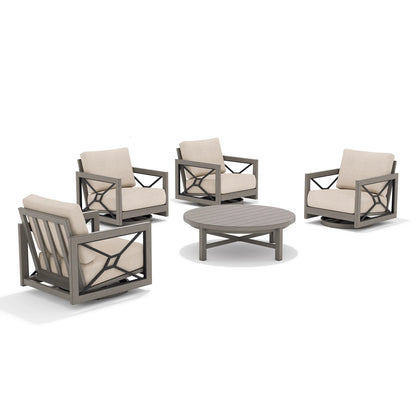 Marindo Patio 4 Swivel lounge chairs and Round Coffe table