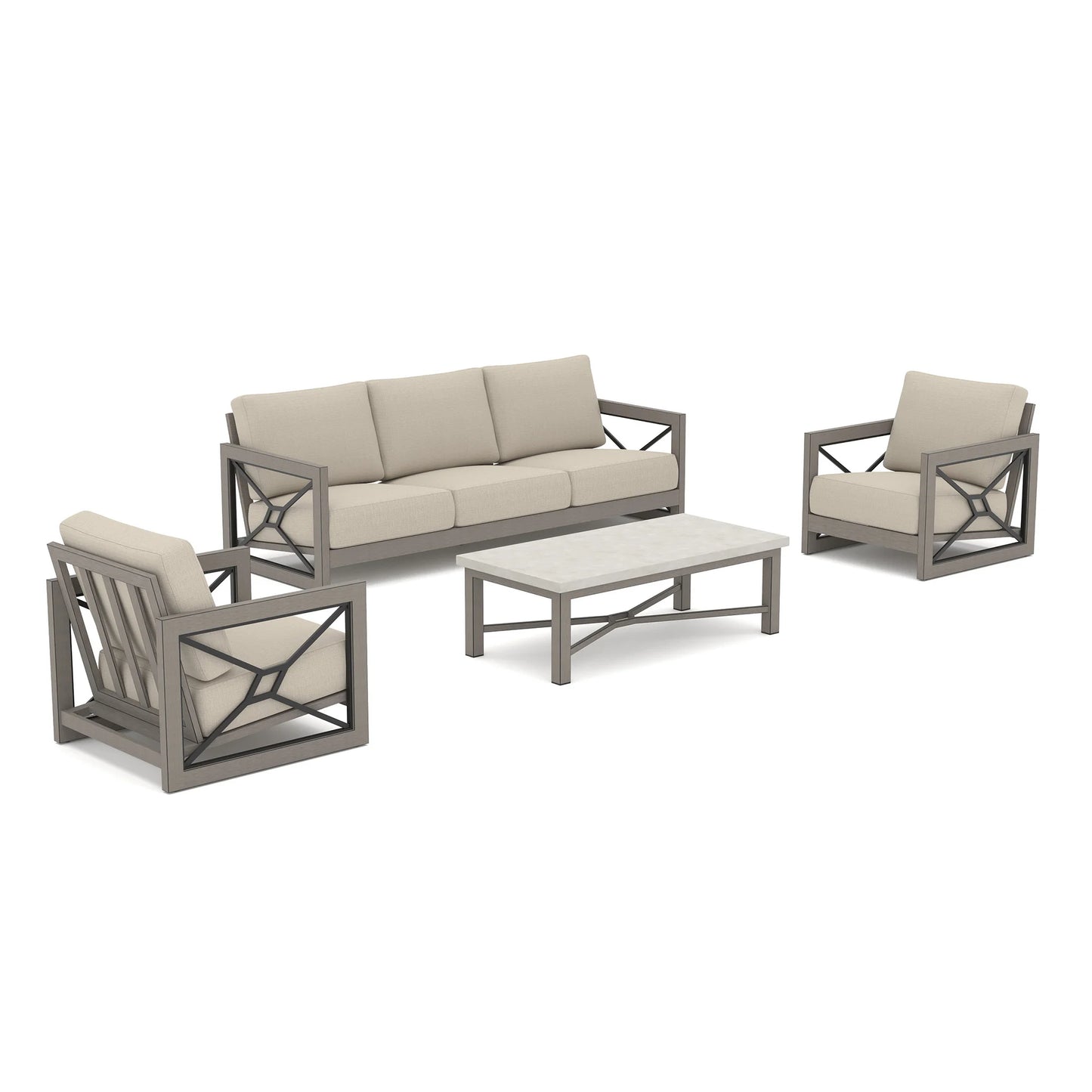 Marindo Aluminum Patio Deep Seating Set With Sunbrella Fabric