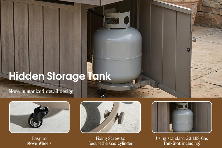 Hidden 20LB Propane Tank Compartment with Mobile Base