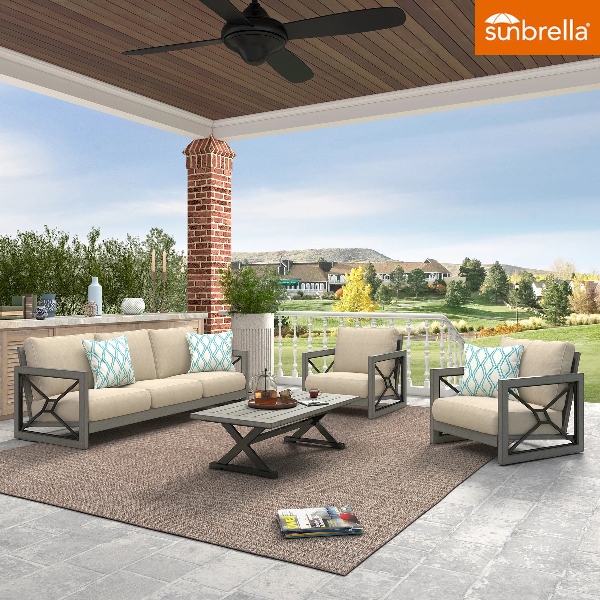 Marindo Patio 4 Pieces Aluminum Patio Conversation Set with Sunbrella® Cushions