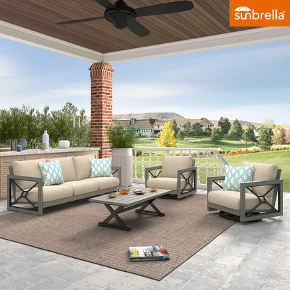 Marindo Patio Aluminum Patio Conversation Set with Sunbrella® Cushions