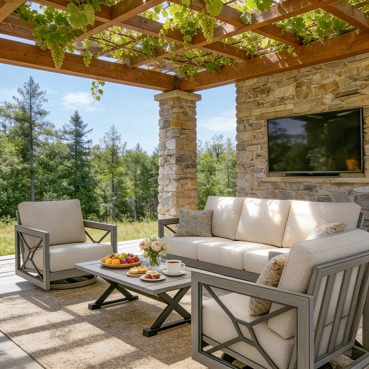 Marindo 5-Person Aluminum Patio Swivel Seating Set