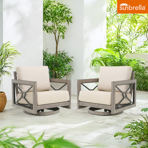 Marindo Patio Swivel Club Chairs With Sunbrella® Cushions