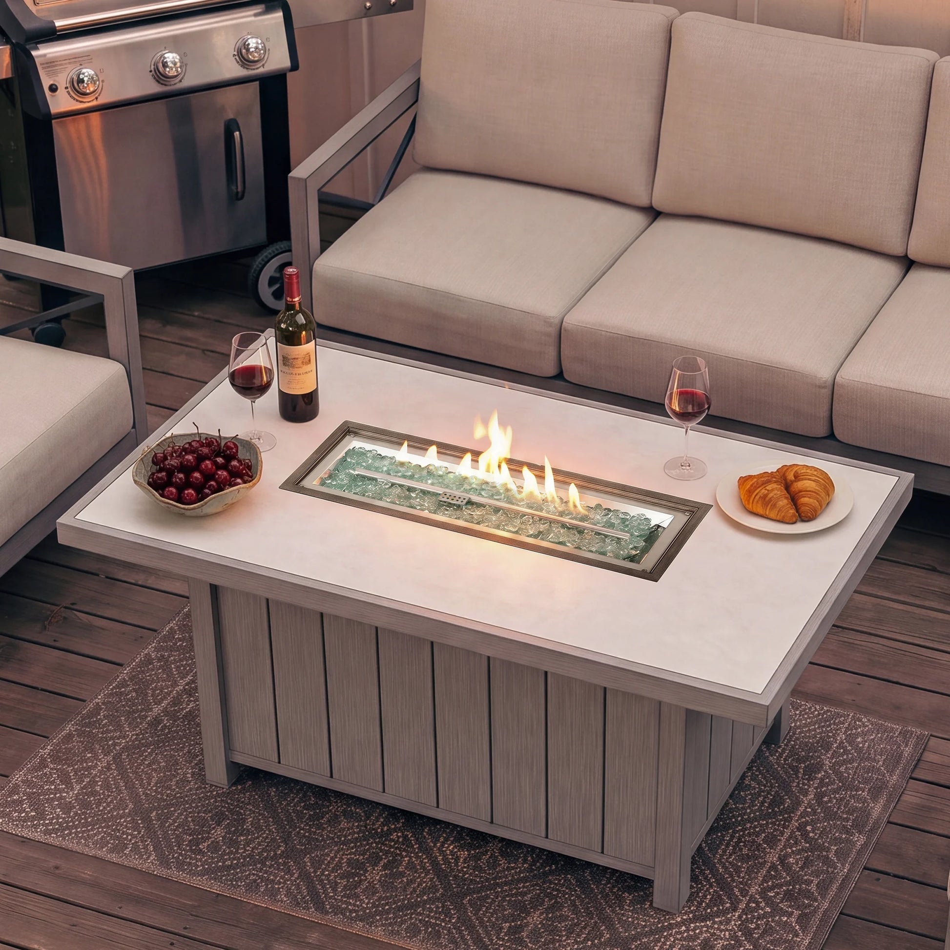 Marindo Smokeless Rectangular Patio Fire Pit Table