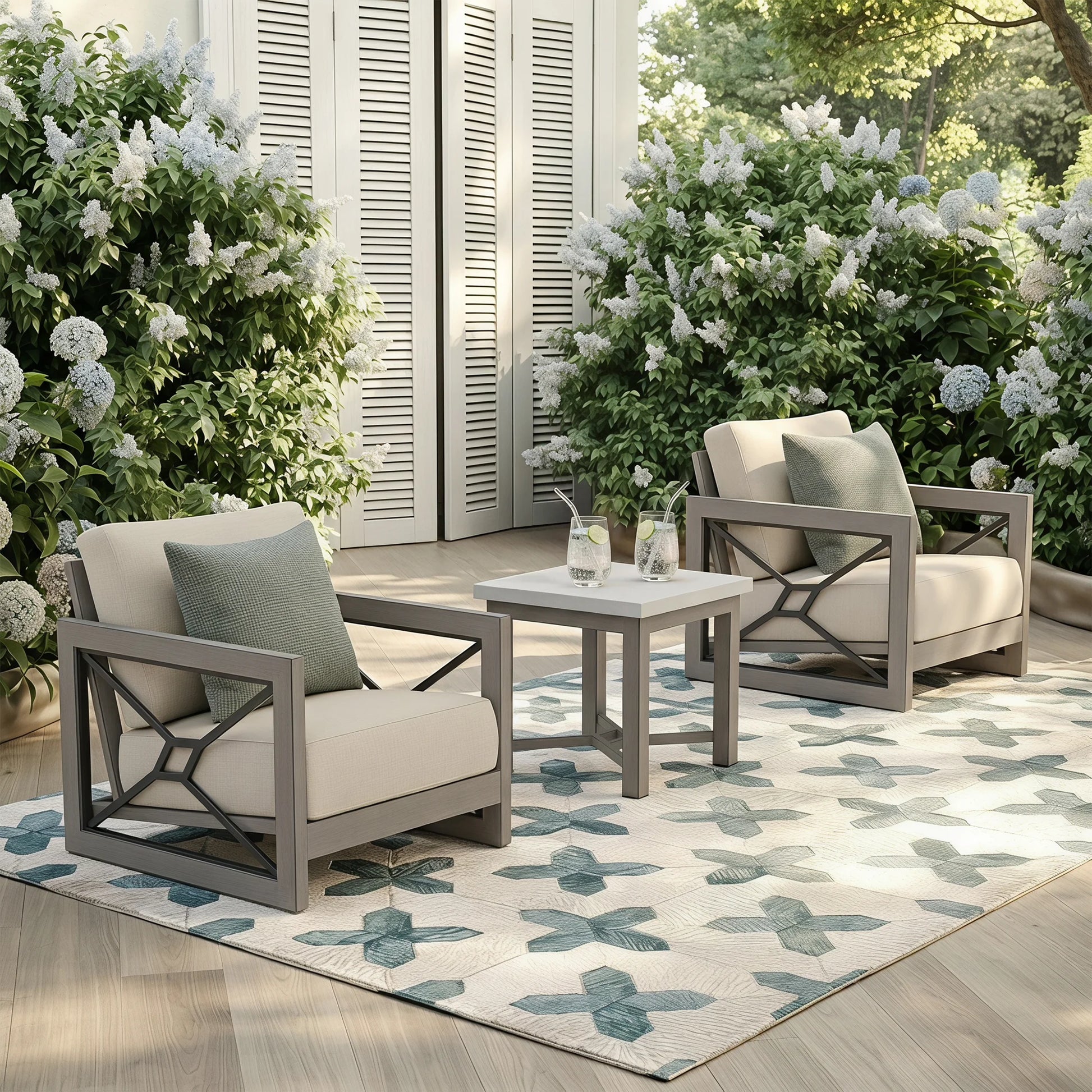 Rust free low-maintenance courtyard garden conversation furniture set